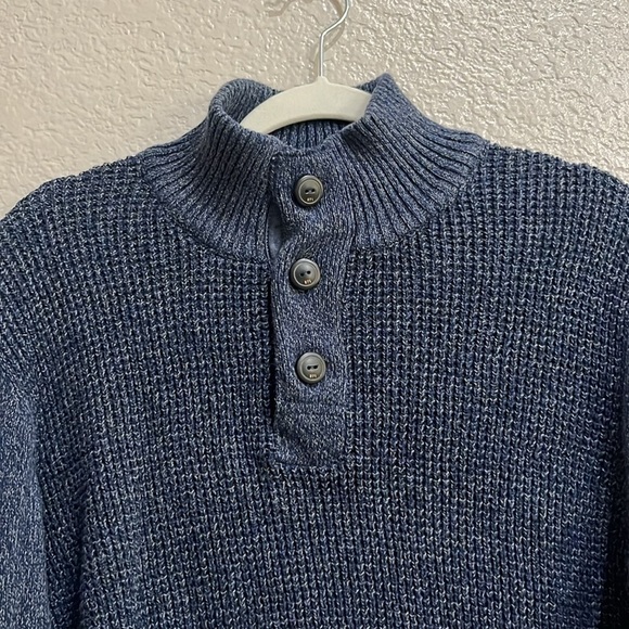 Weatherproof Vintage Mens 1/4 Button Up Mock Neck Sweater e Size L Blue - Picture 7 of 10